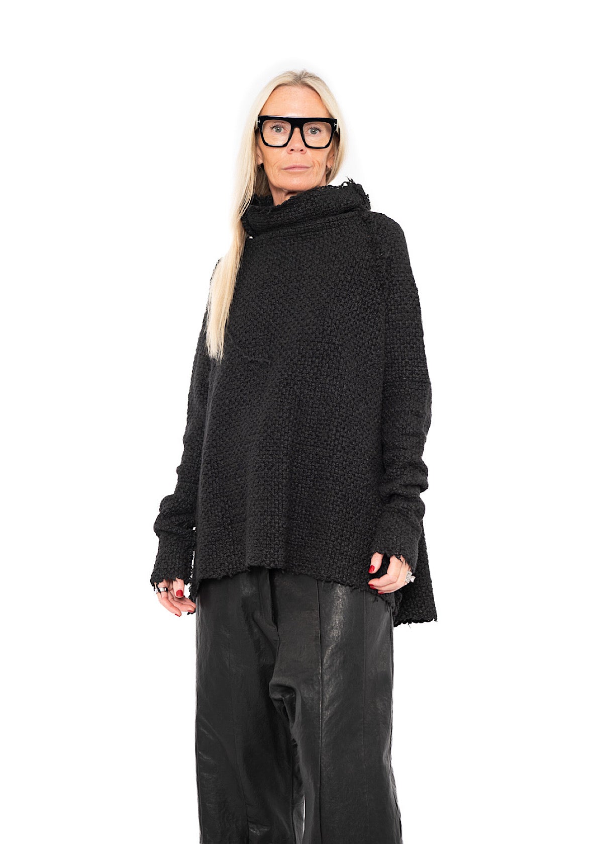 TEXTURED SILK KNIT PULLOVER