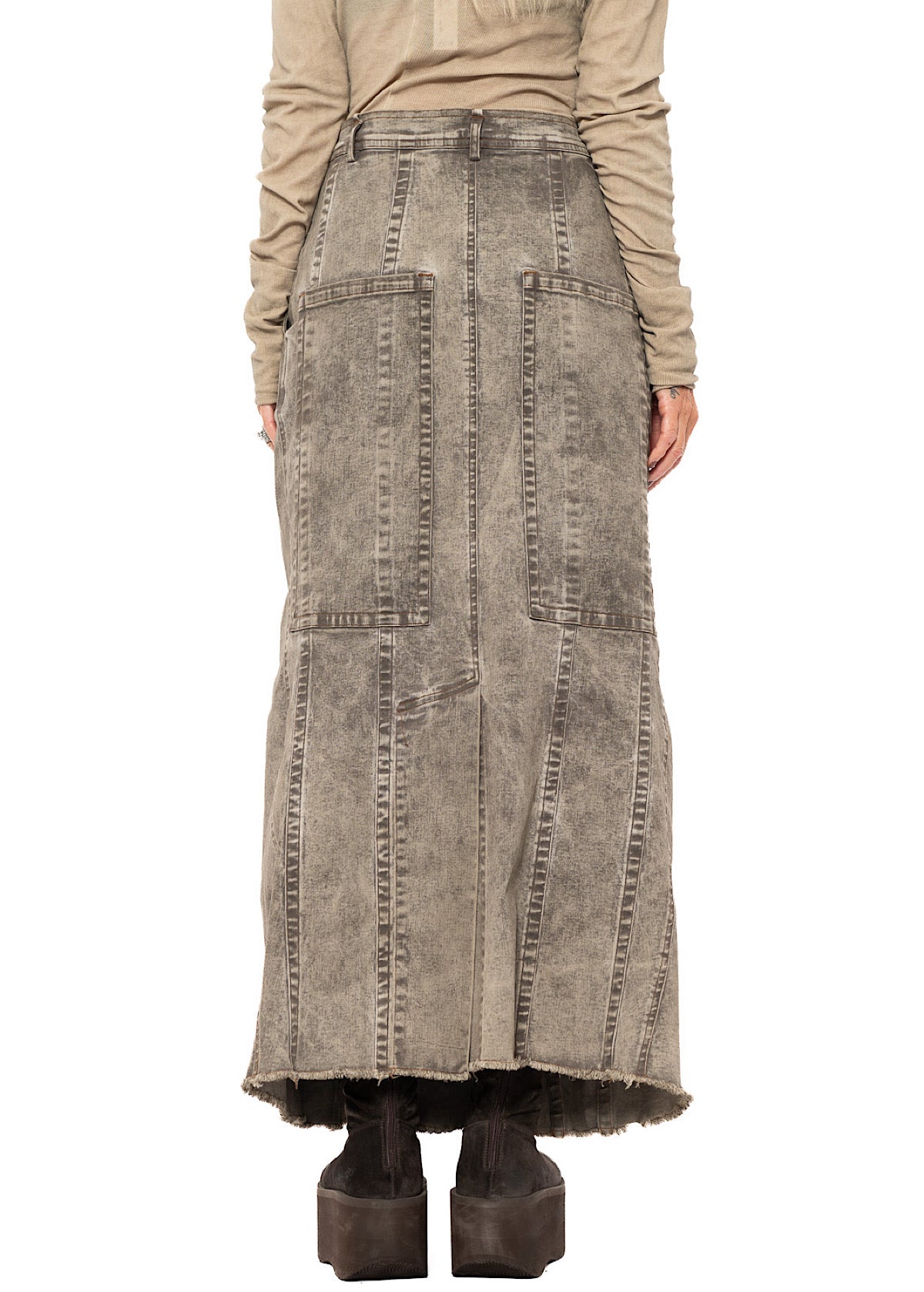 STRETCH DENIM MAXI SKIRT