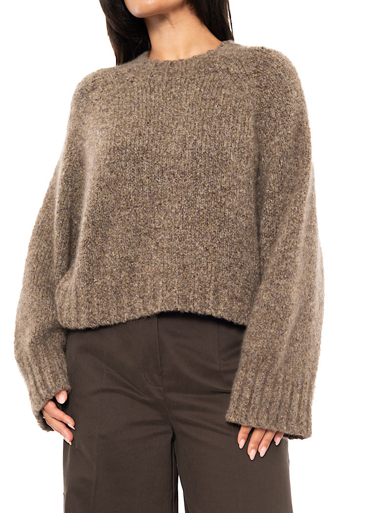 CASHMERE SILK CROPPED LENGTH PULLOVER