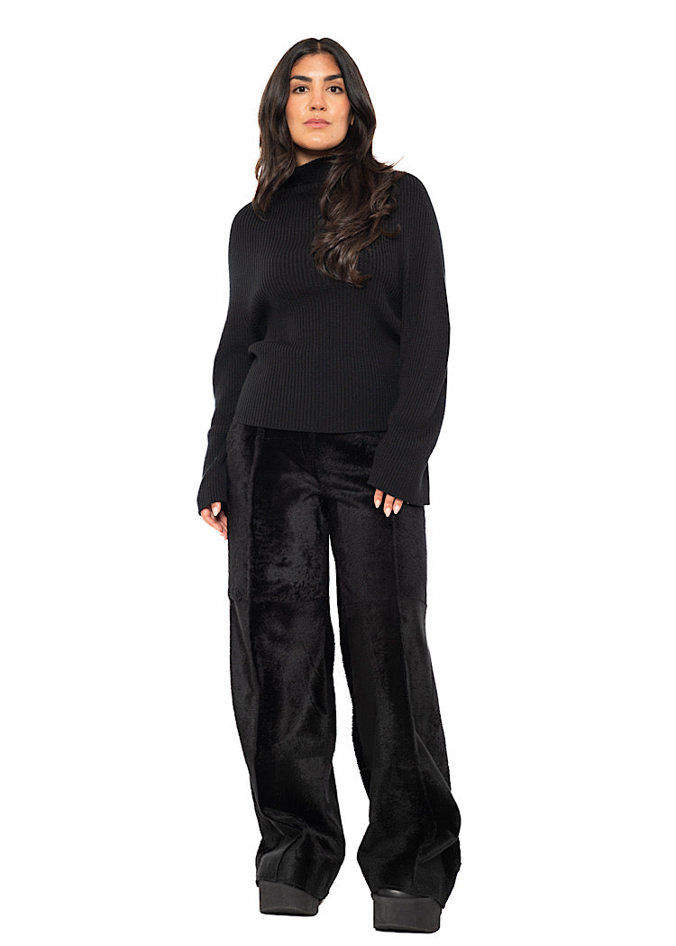 FLARED FUR LEATHER TROUSER