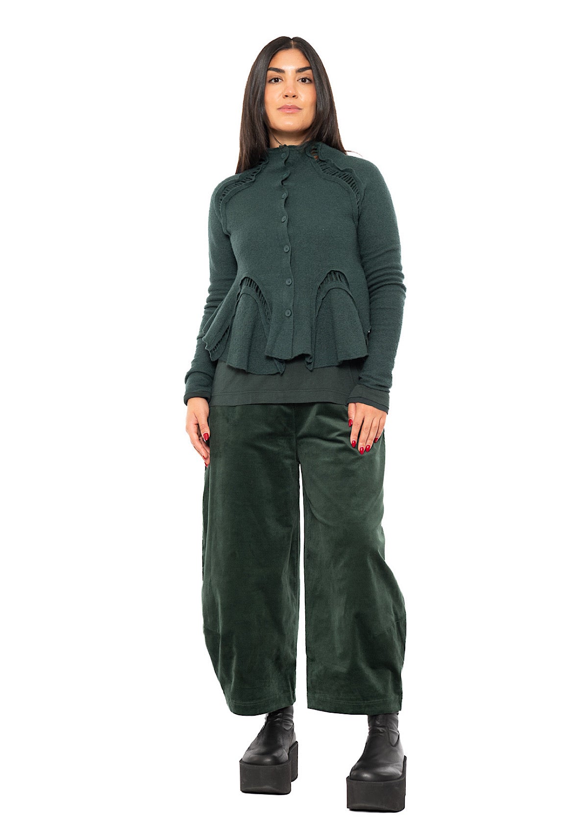 CROPPED BOILED WOOL CARDIGAN