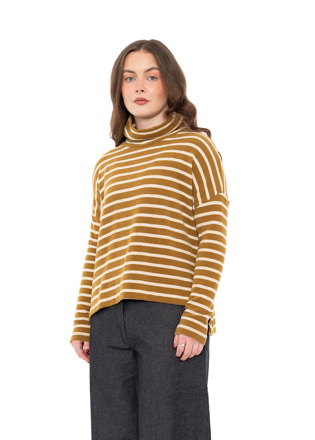STRIPED COTTON-FLEECE MOYET PULLOVER