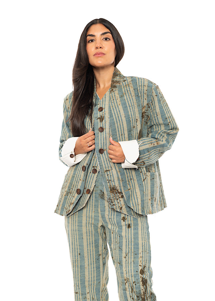 BOXY STRIPED COTTON JACKET
