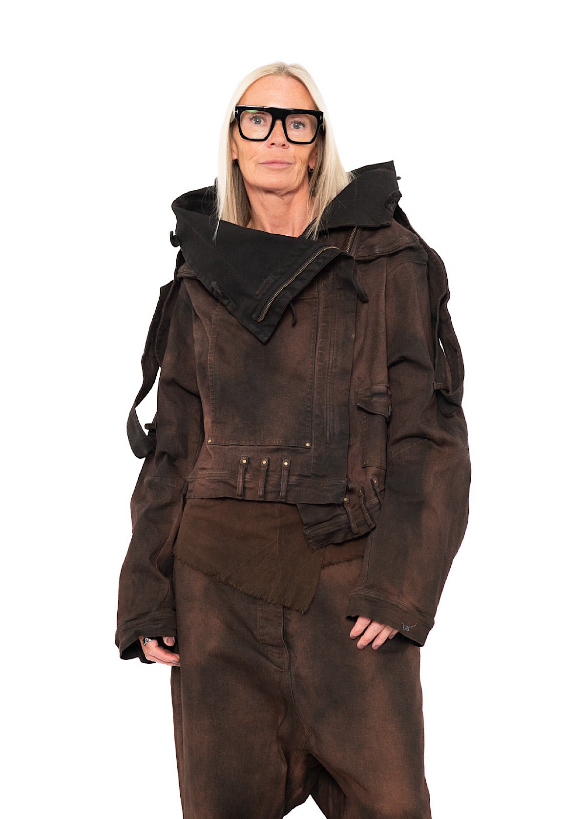 CROPPED FAUX FUR-TRIM DENIM JACKET