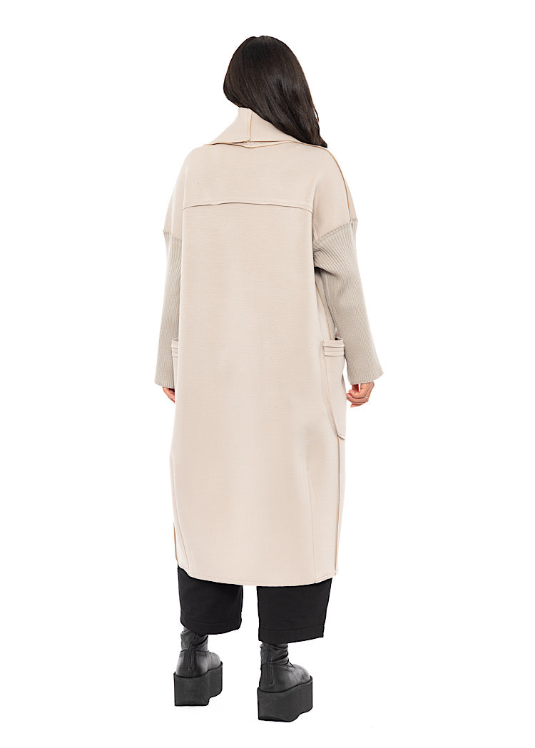 LONGLINE RIBBED SLEEVE COAT