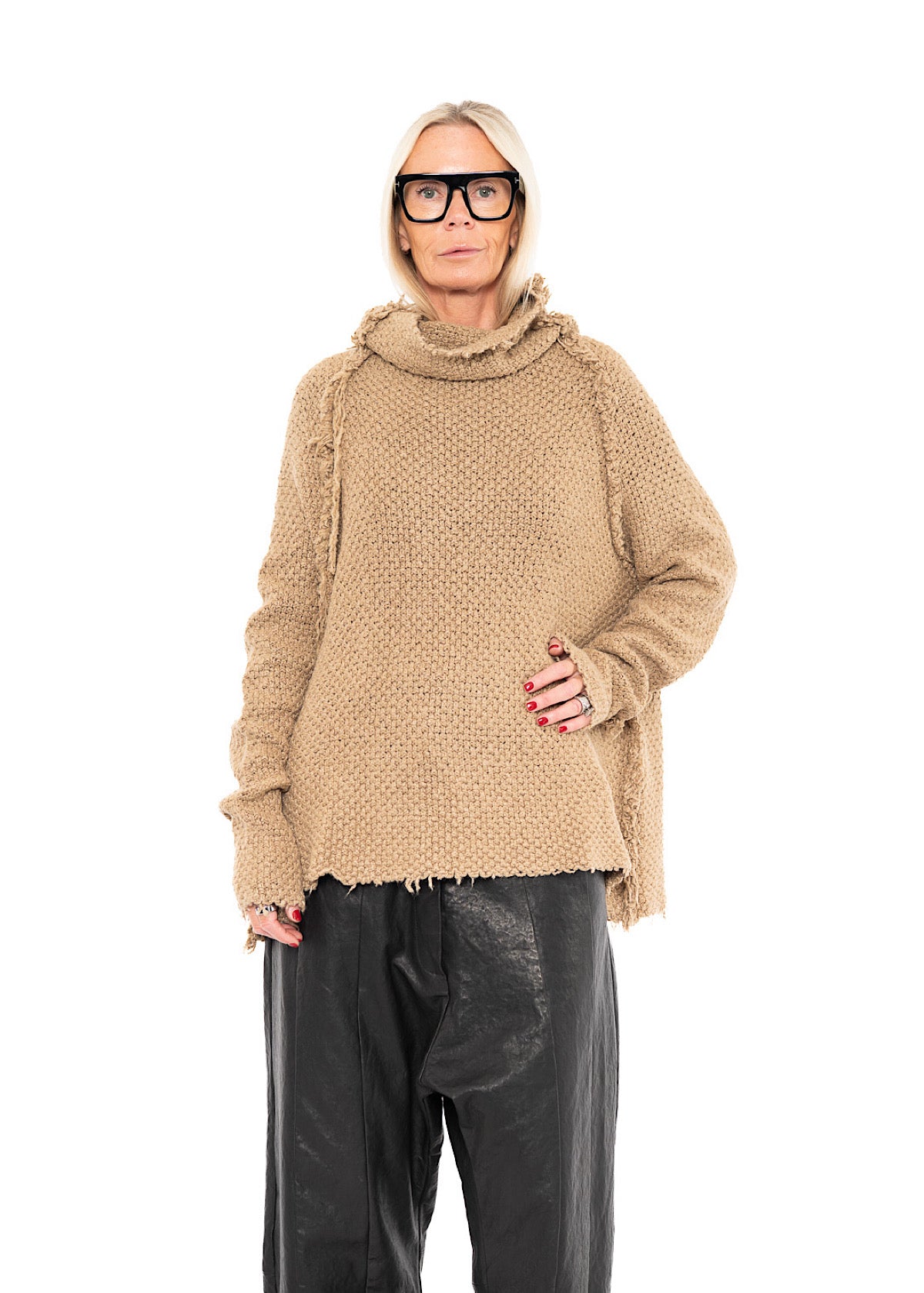 TEXTURED SILK KNIT PULLOVER