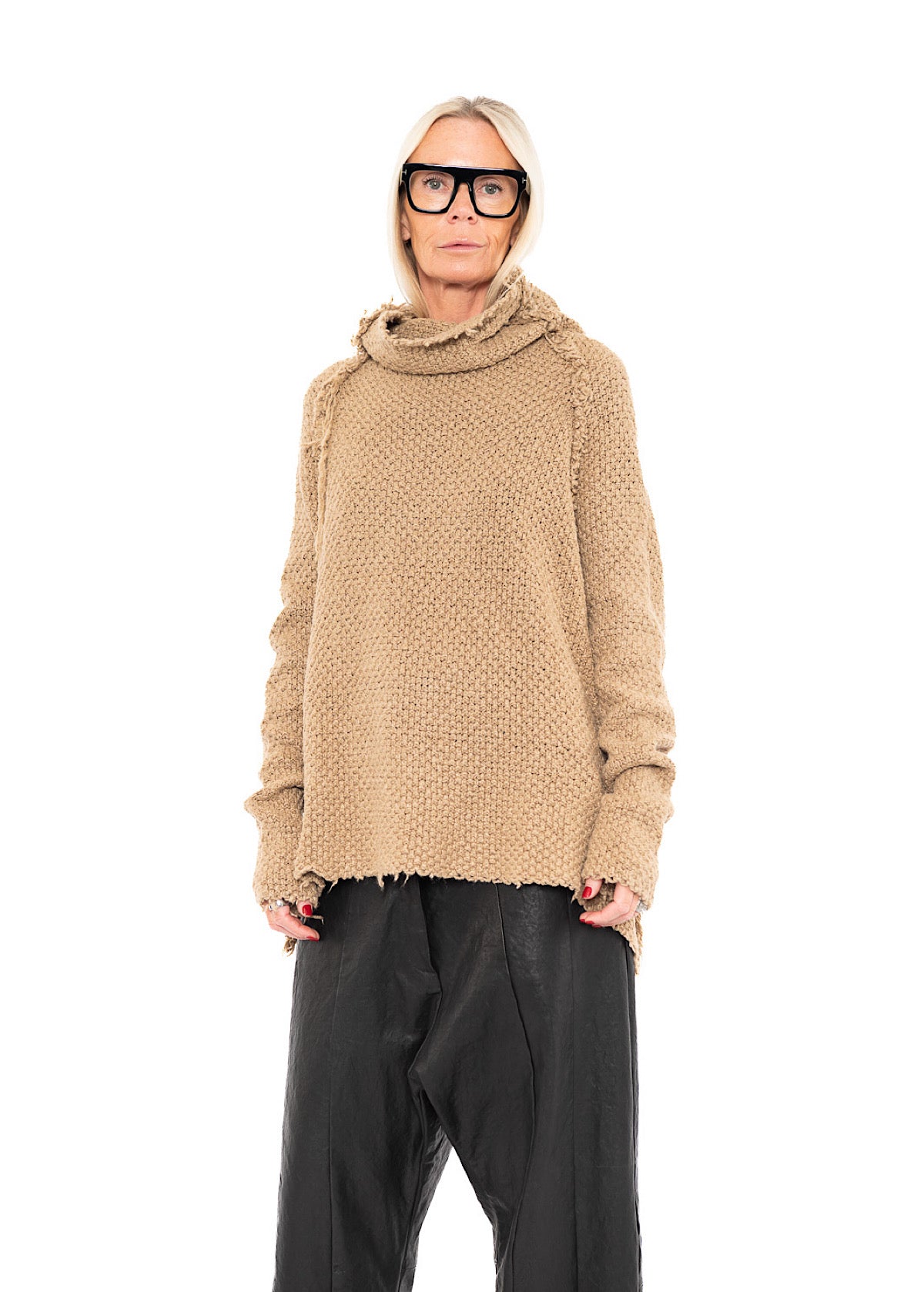 TEXTURED SILK KNIT PULLOVER