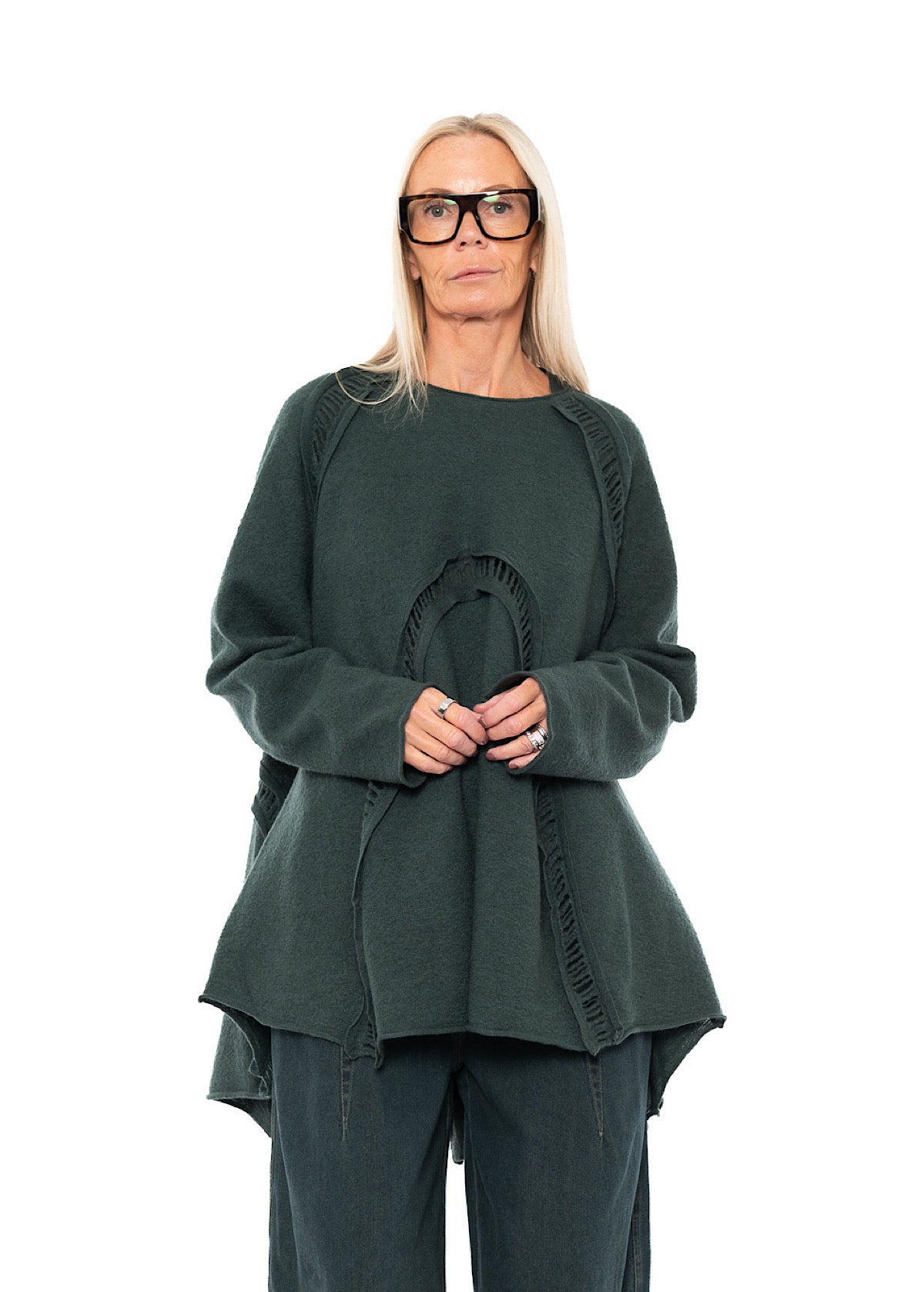 BOILED WOOL LADDER STITCH TUNIC