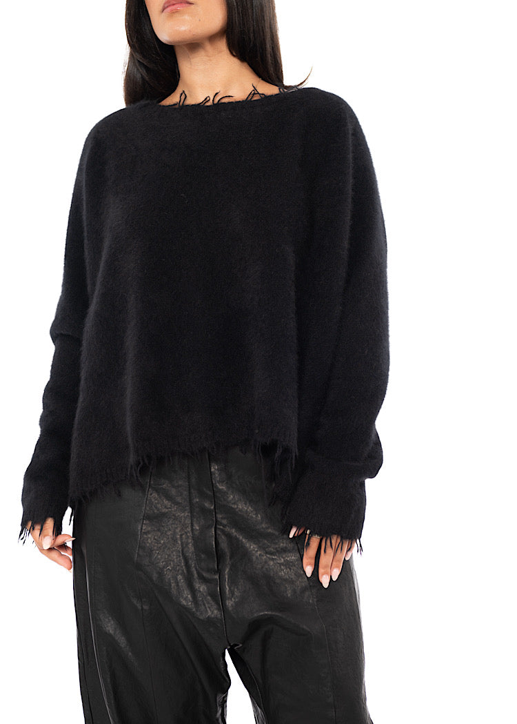 RELAXED FRAYED KNIT PULLOVER