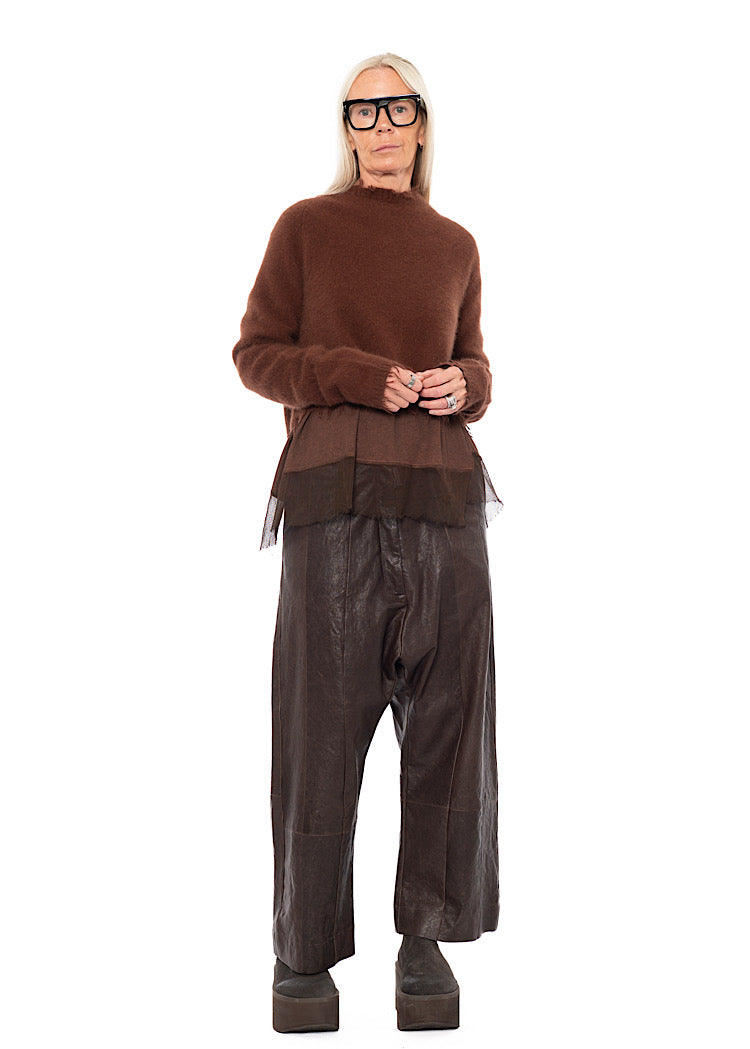 CROPPED FOX WOOL SILK PULLOVER