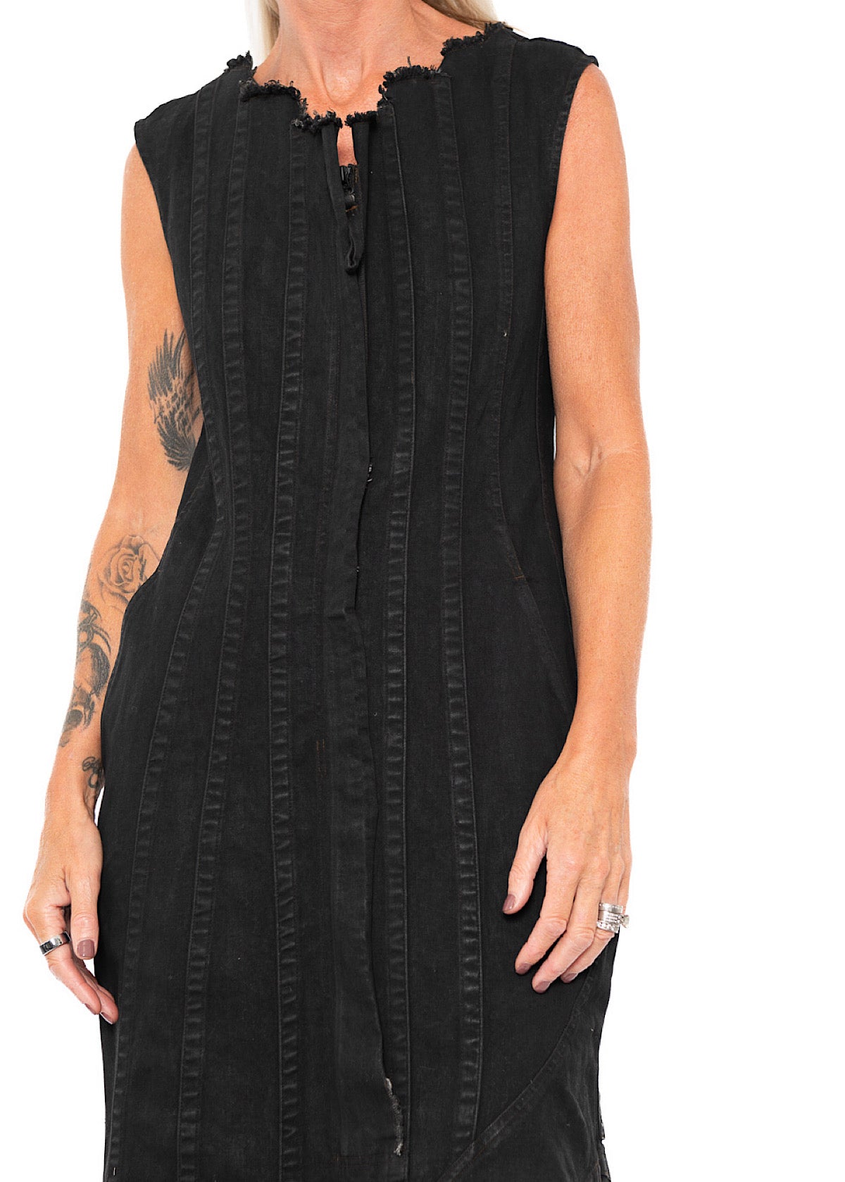 FISHTAIL STRETCH DENIM DRESS