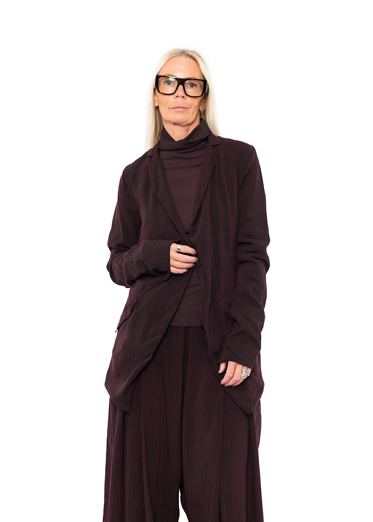FLUID PINSTRIPE LONGLINE JACKET