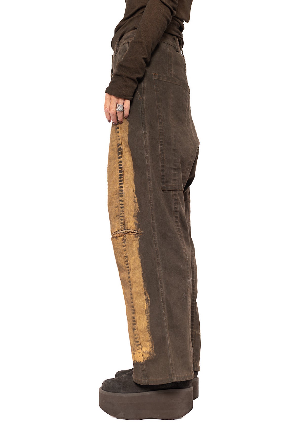 HAND-PAINTED GOLD DENIM TROUSER