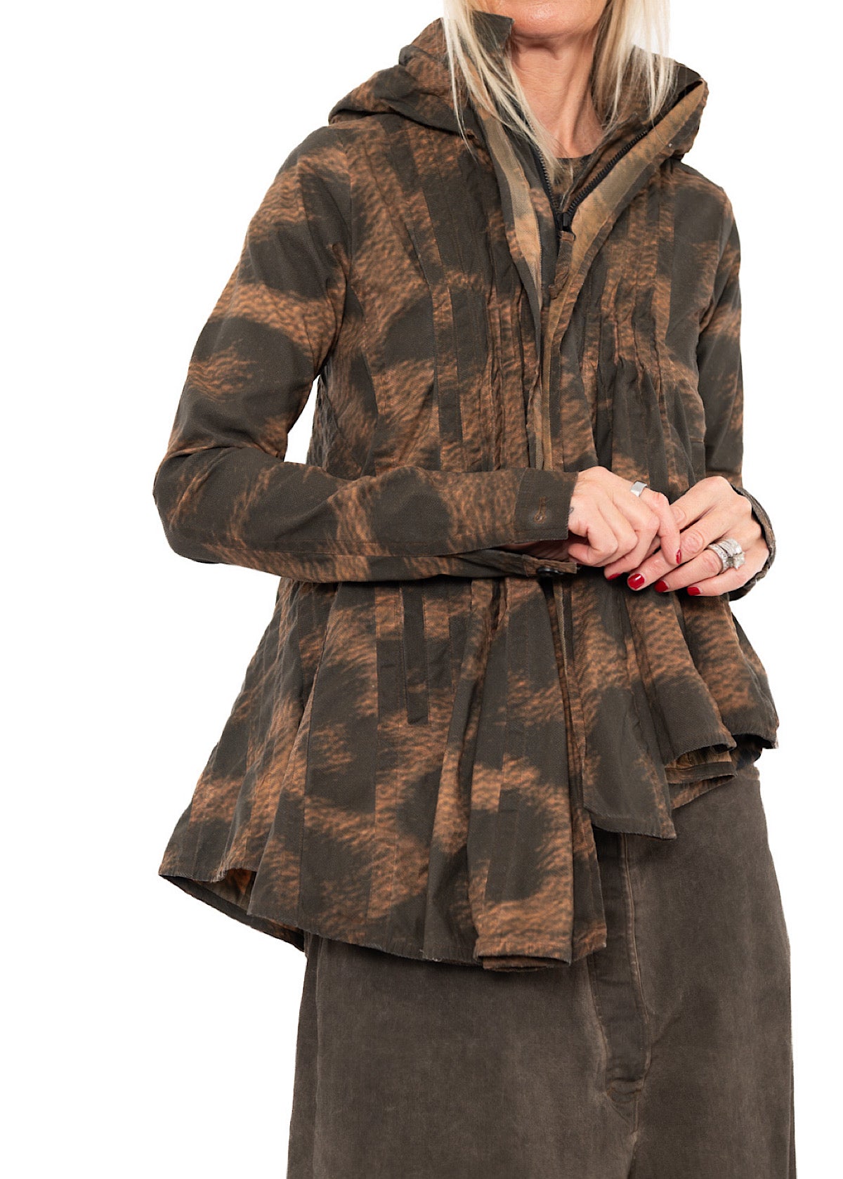 ASYMMETRIC STRETCH LEOPARD PRINT JACKET