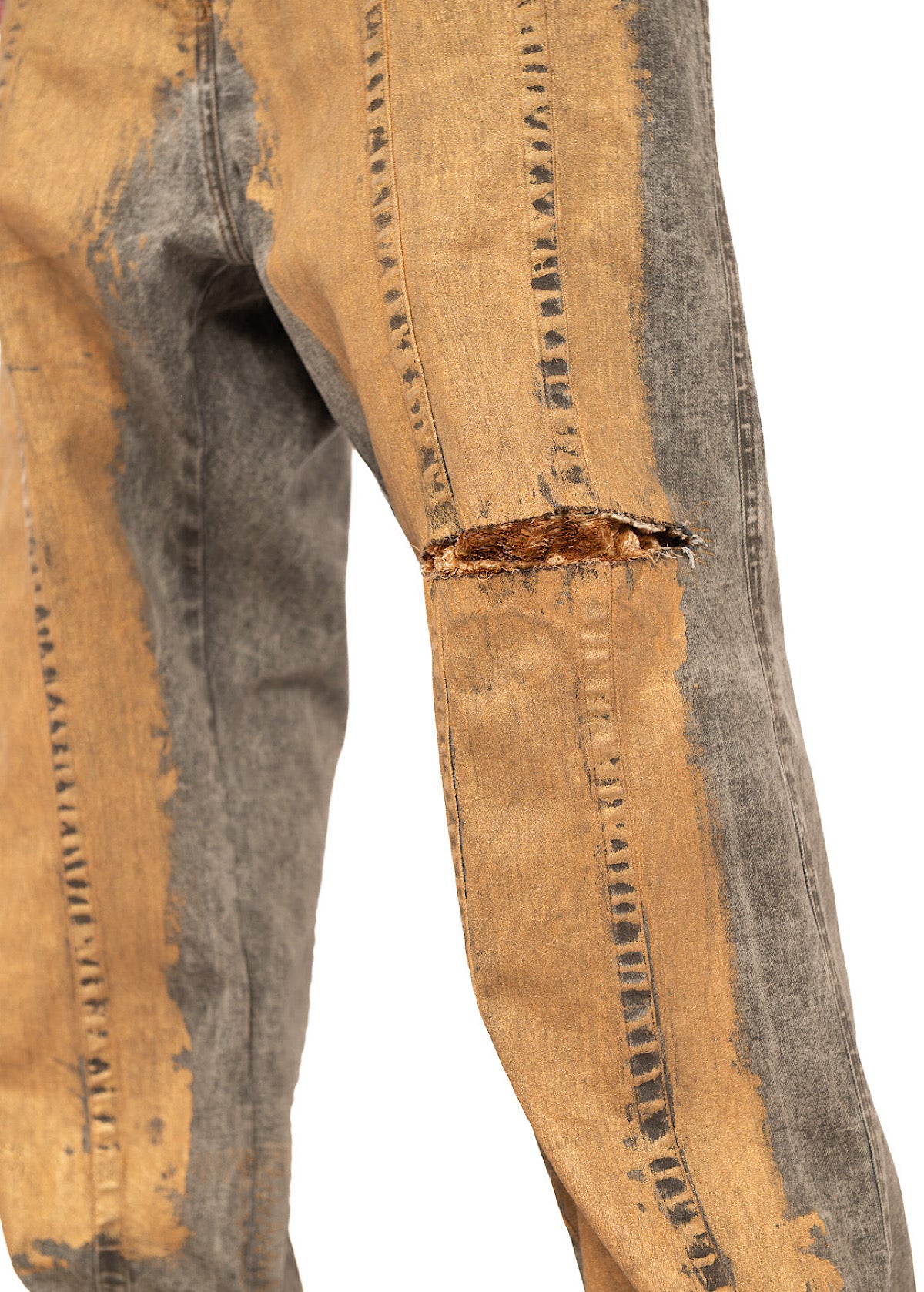HAND-PAINTED GOLD DENIM TROUSER