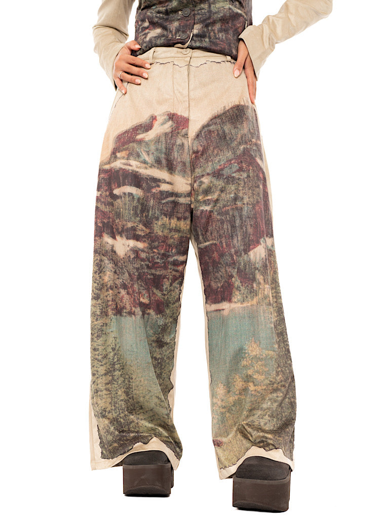LANDSCAPE PRINT WIDE LEG TROUSER