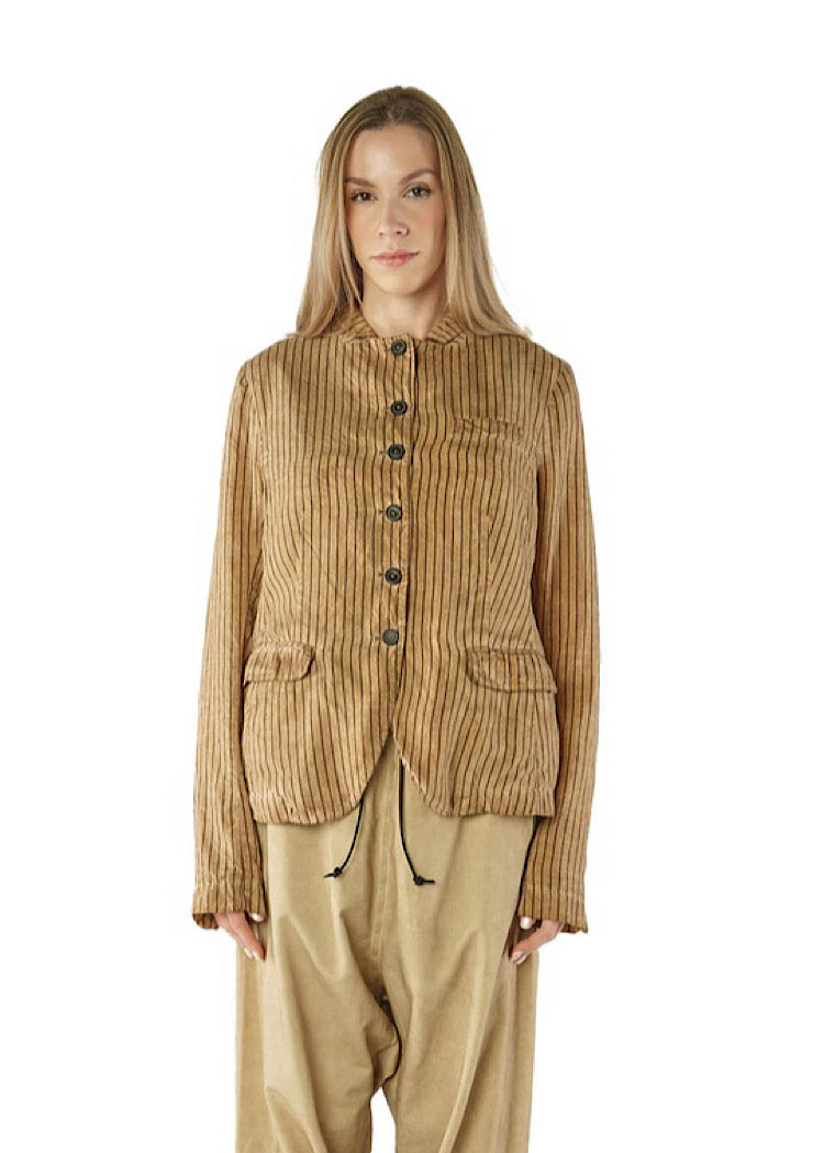 GARMENT-DYED SILK STRIPE JACKET