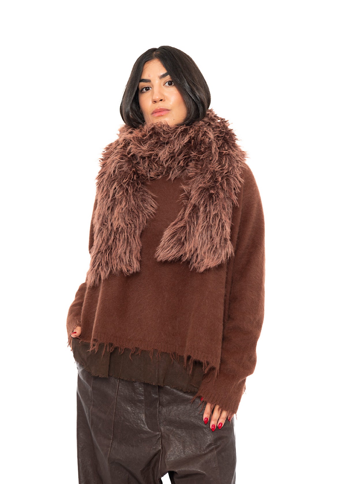 STATEMENT FAUX FUR HOODED SCARF