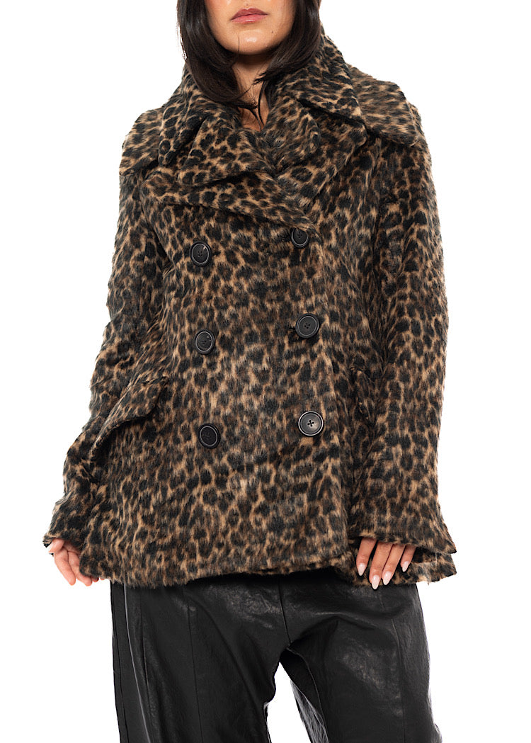 LEOPARD FAUX FUR COAT