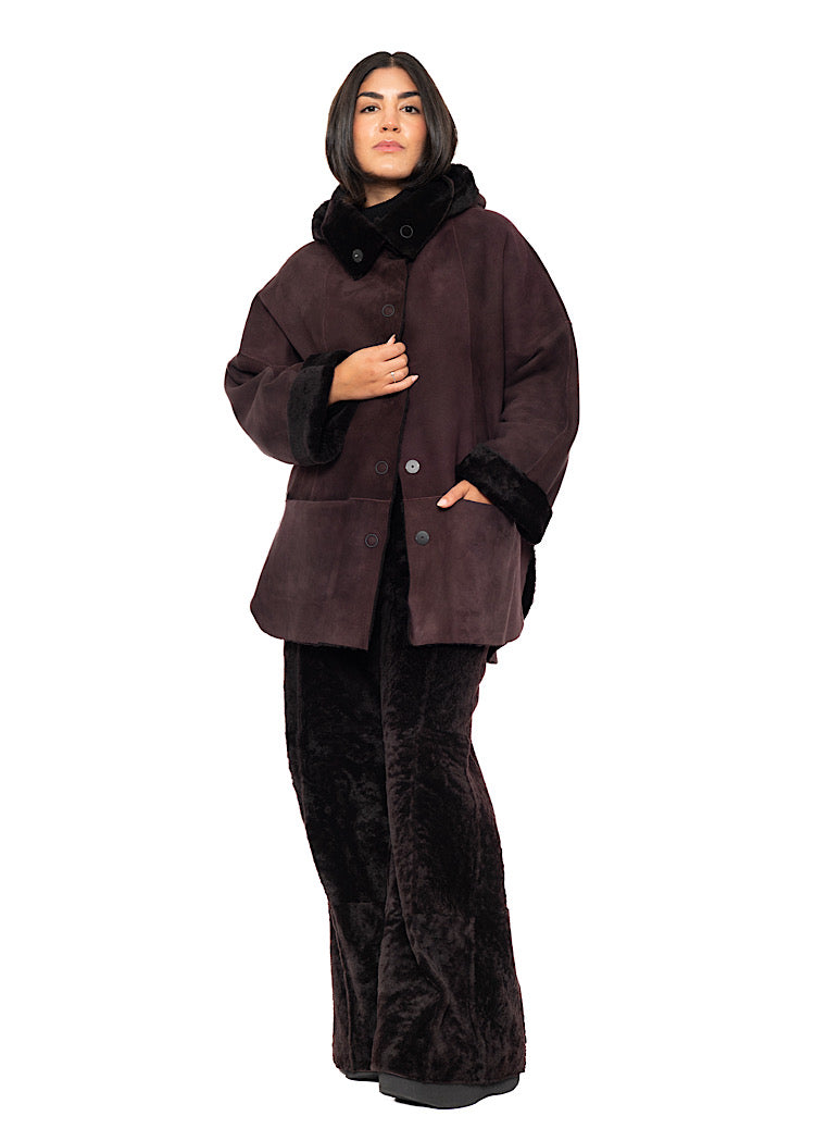 REVERSIBLE FUR HOODED JACKET