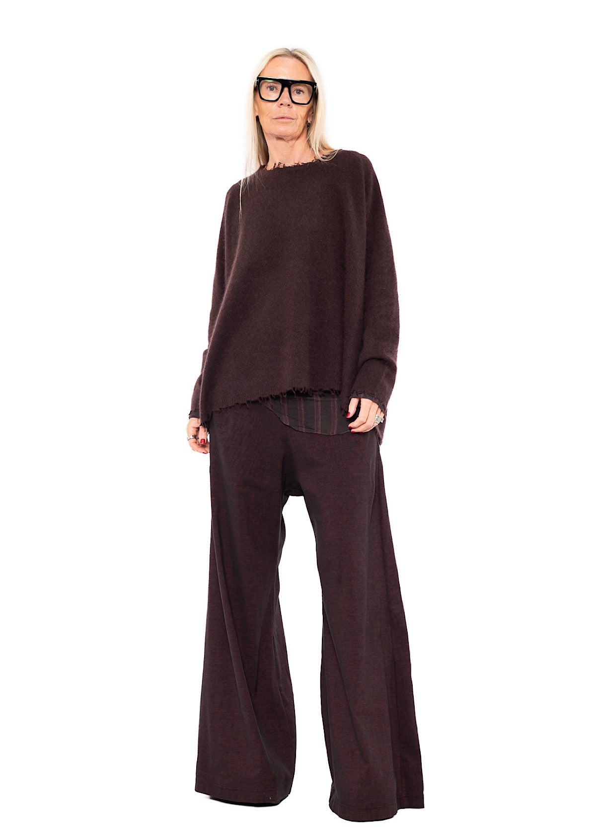 STRETCH FLARED WIDE-LEG TROUSER