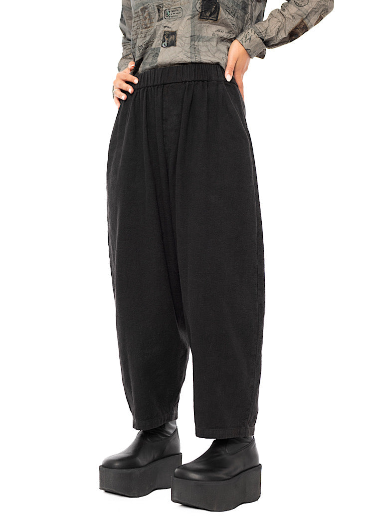 BRUSHED COTTON-LINEN BALLOON TROUSER