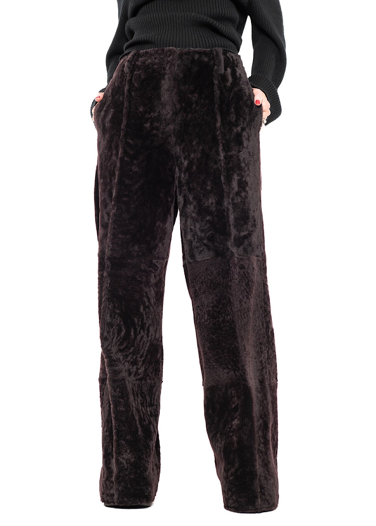 WIDE FUR LEATHER TROUSER