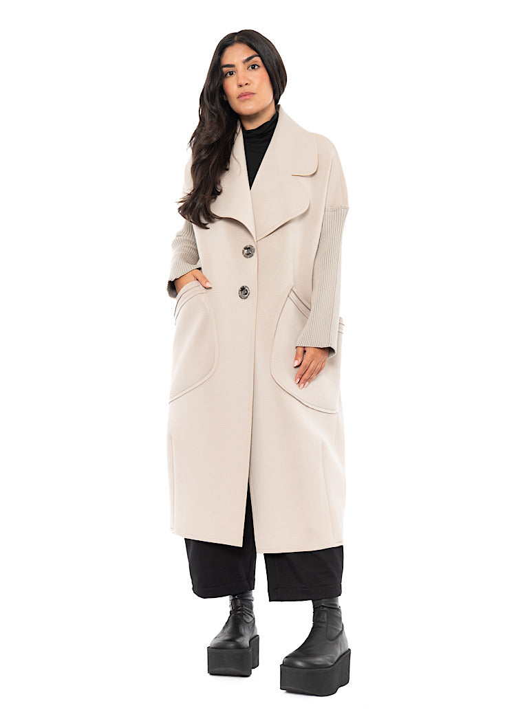 LONGLINE RIBBED SLEEVE COAT