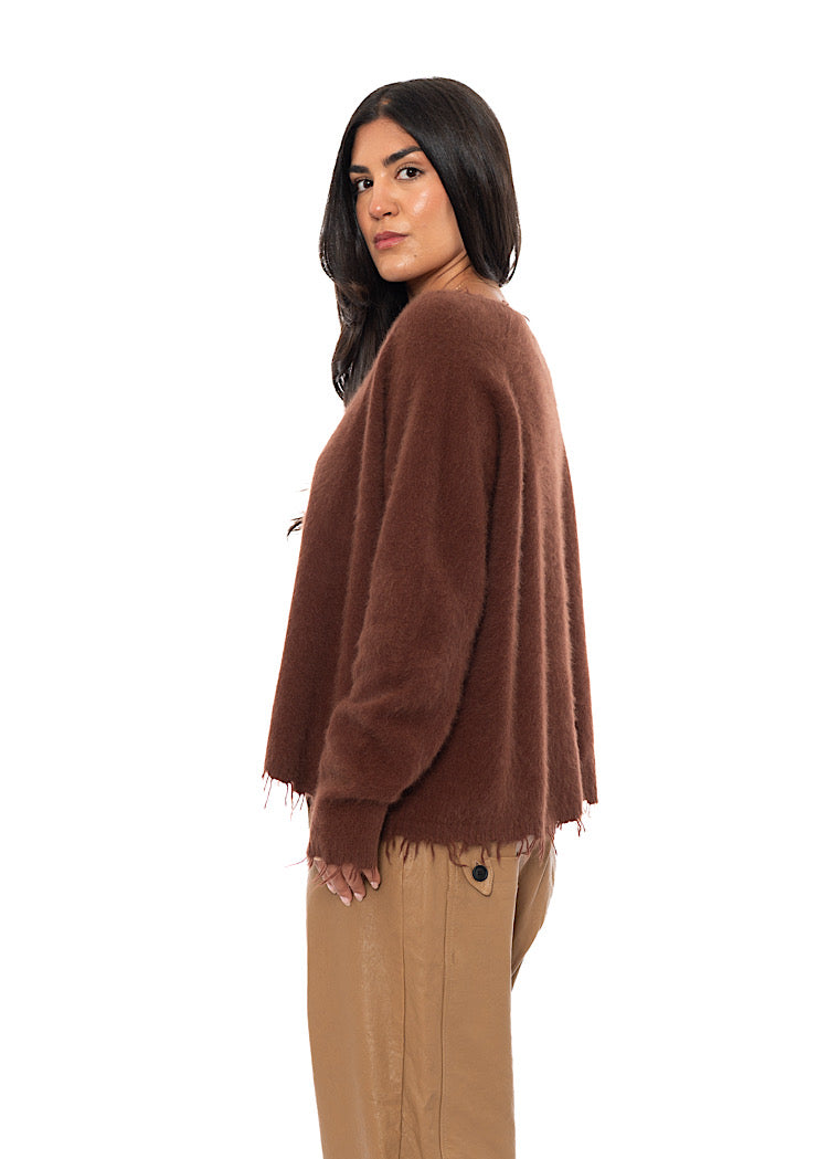 RELAXED FRAYED KNIT PULLOVER