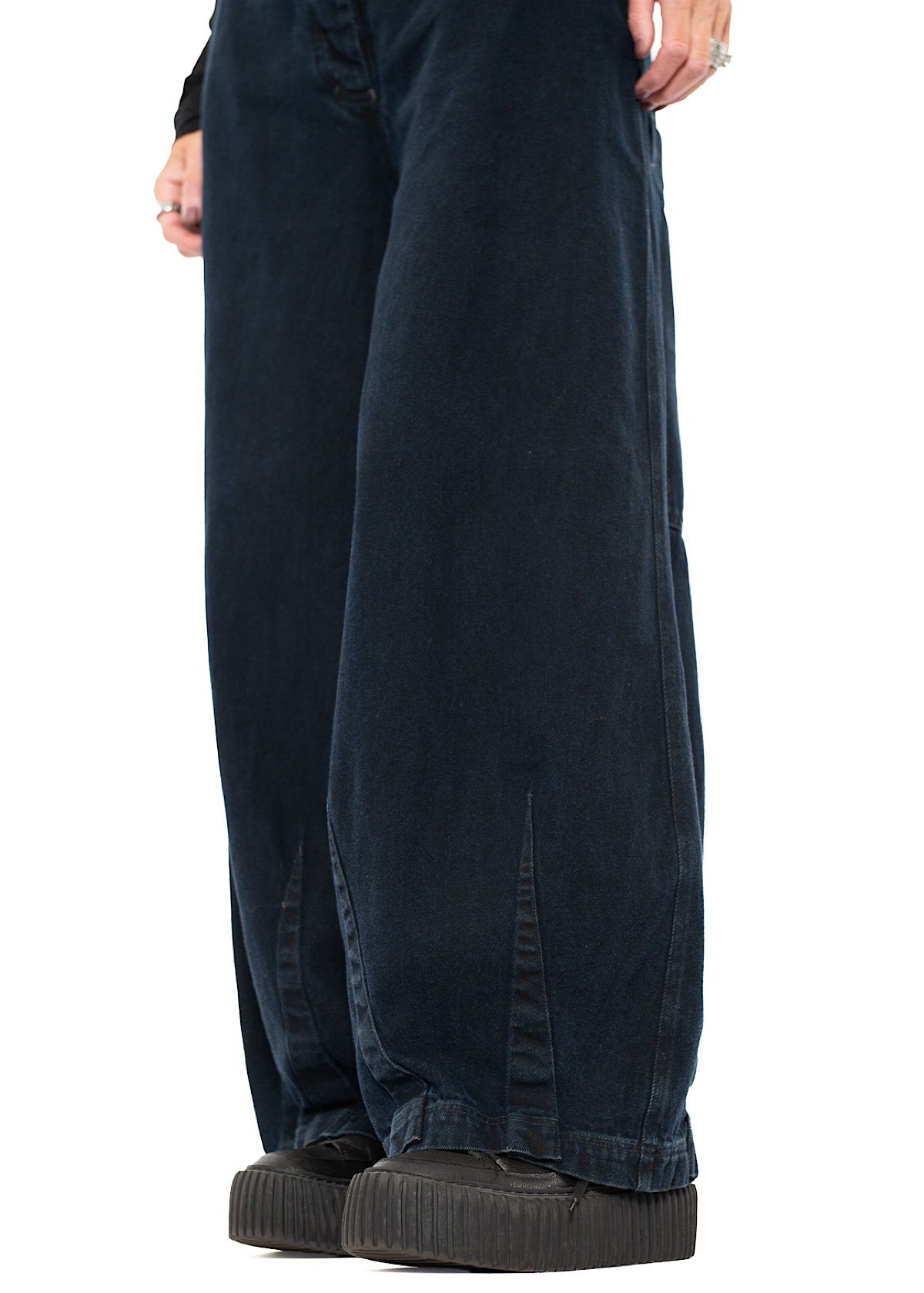 GARMENT-DYED DENIM WIDE LEG TROUSER