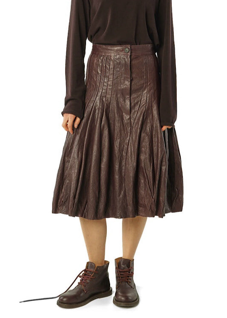CL PANELLED LEATHER A-LINE SKIRT