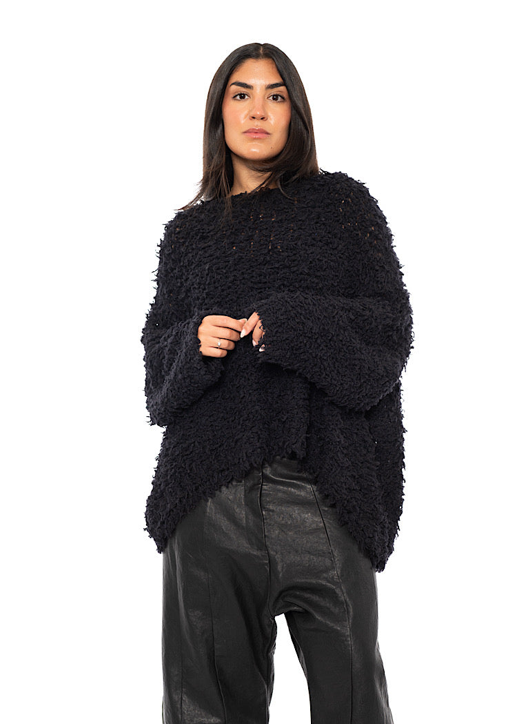 TEXTURED WOOL BLEND PULLOVER