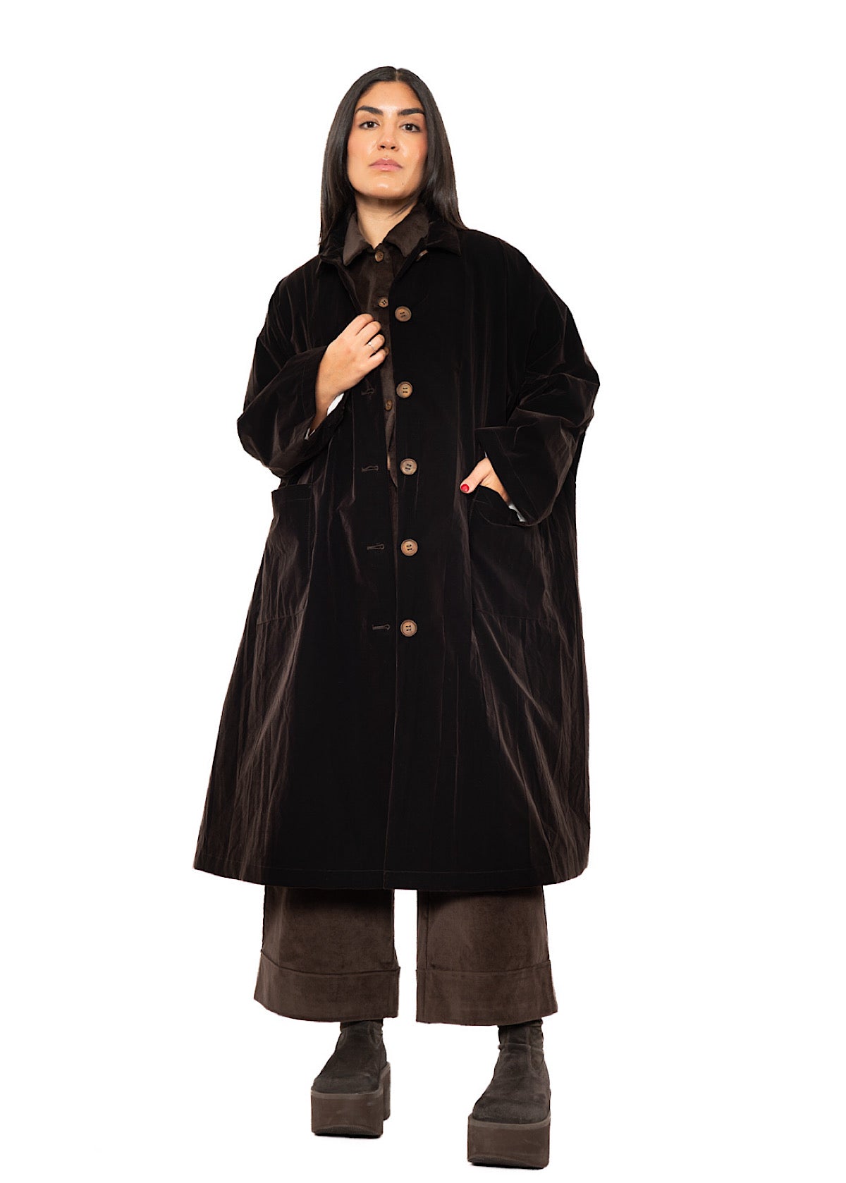 OVERSIZED CRUSHED VELVET CARA COAT