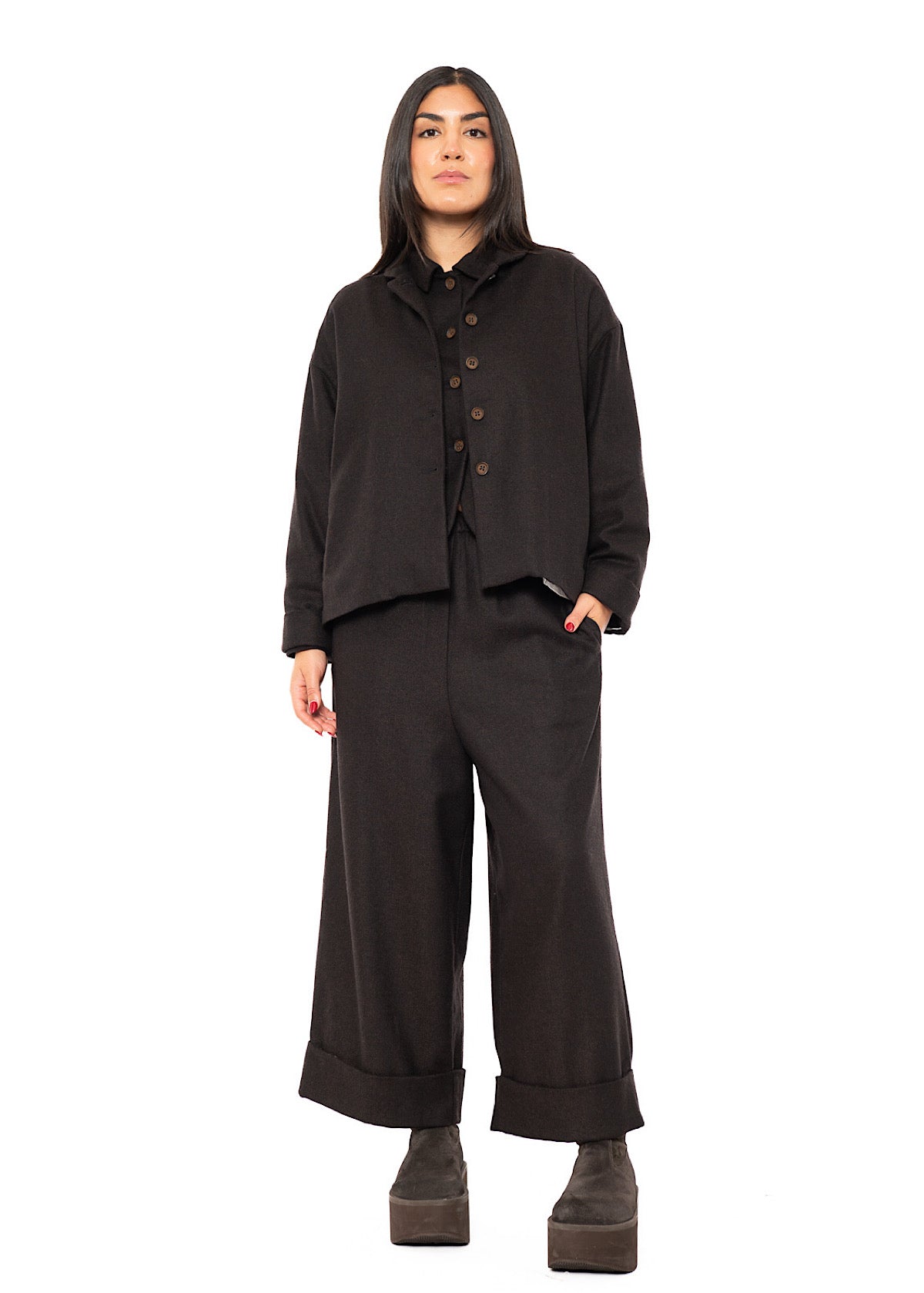 BOXY HERRINGBONE WOOL BLEND FLORA JACKET
