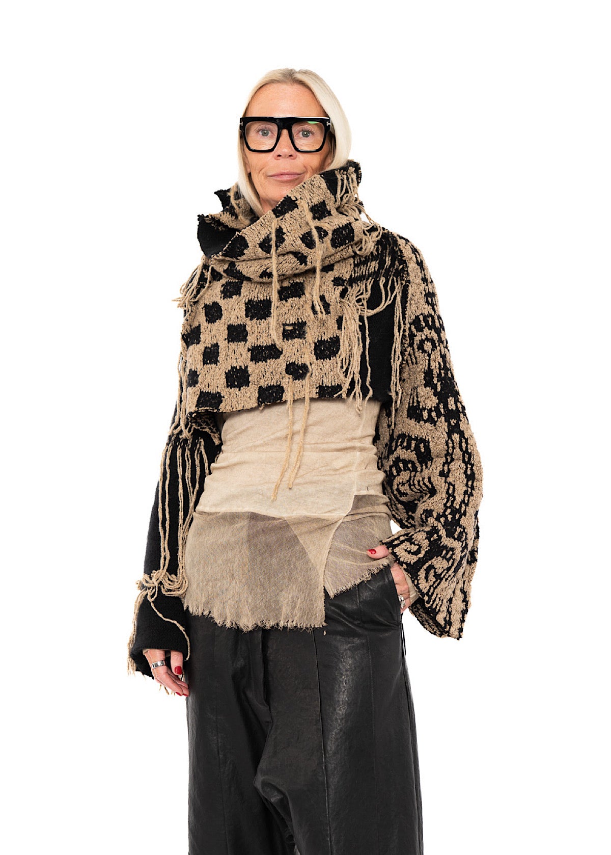 CROPPED TAPESTRY KNIT PULLOVER
