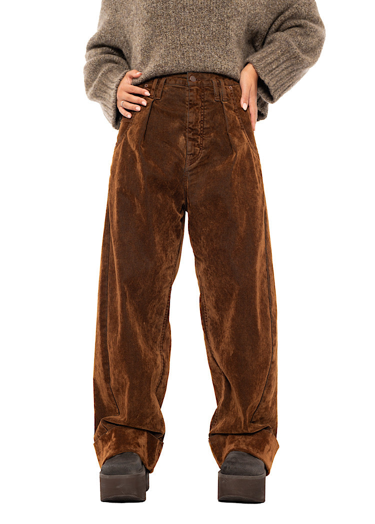 FLOCKED BARREL-LEG TROUSER