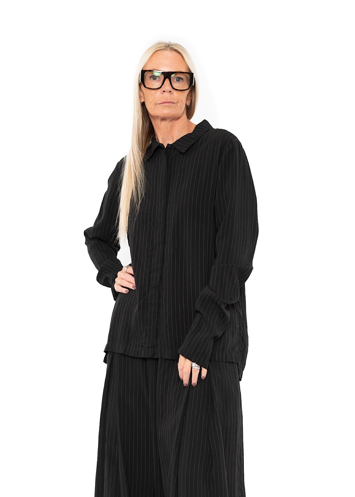 PINSTRIPE VISCOSE-SILK SHIRT