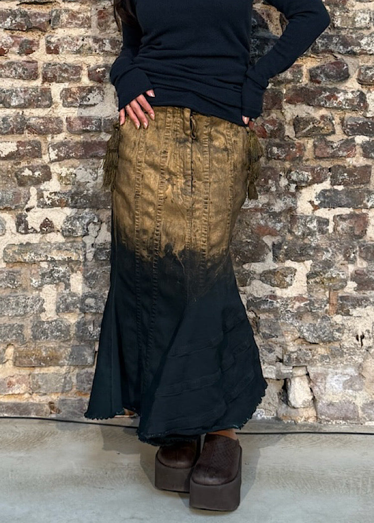 FISHTAIL STRETCH DENIM SKIRT *GINGER CLOUD* (SHOWN IN PETROL GOLD)