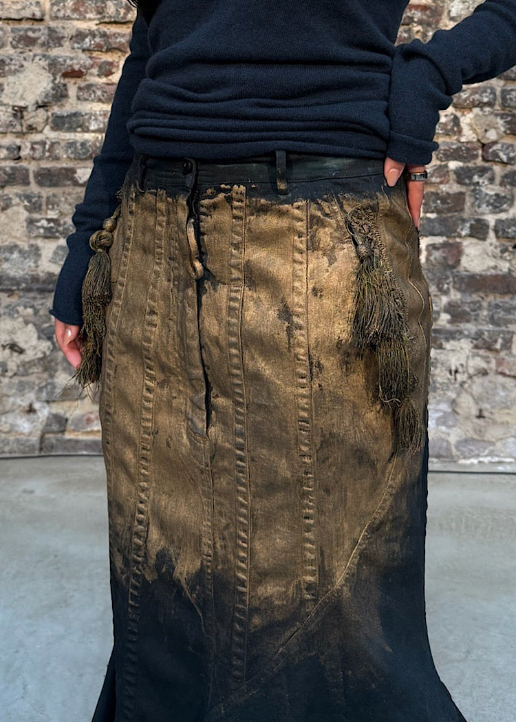 FISHTAIL STRETCH DENIM SKIRT *GINGER CLOUD* (SHOWN IN PETROL GOLD)