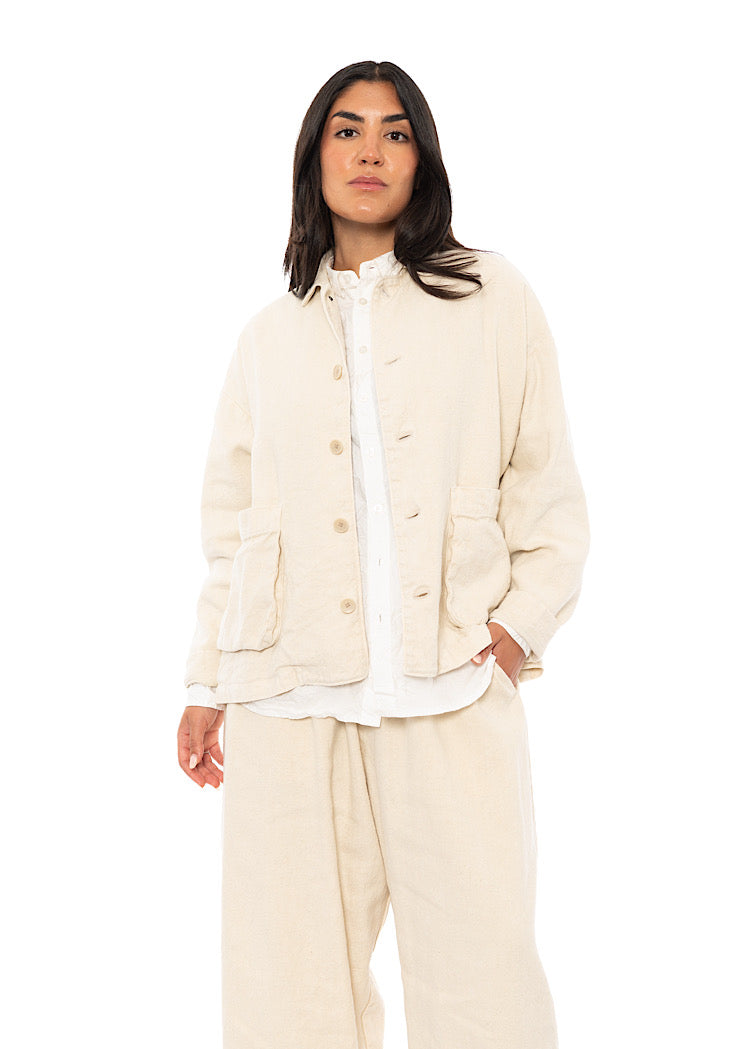 LINEN-COTTON UTILITY JACKET