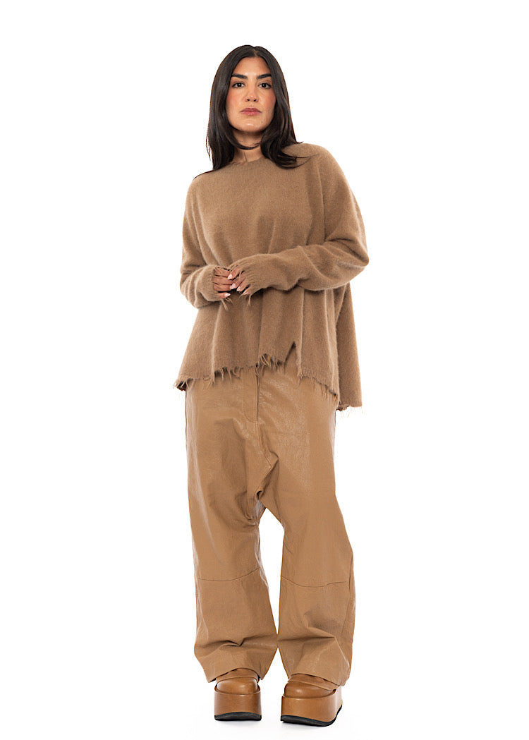 FRAYED FOX WOOL SILK PULLOVER