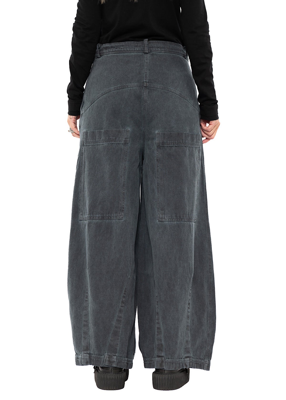 GARMENT-DYED DENIM WIDE LEG TROUSER
