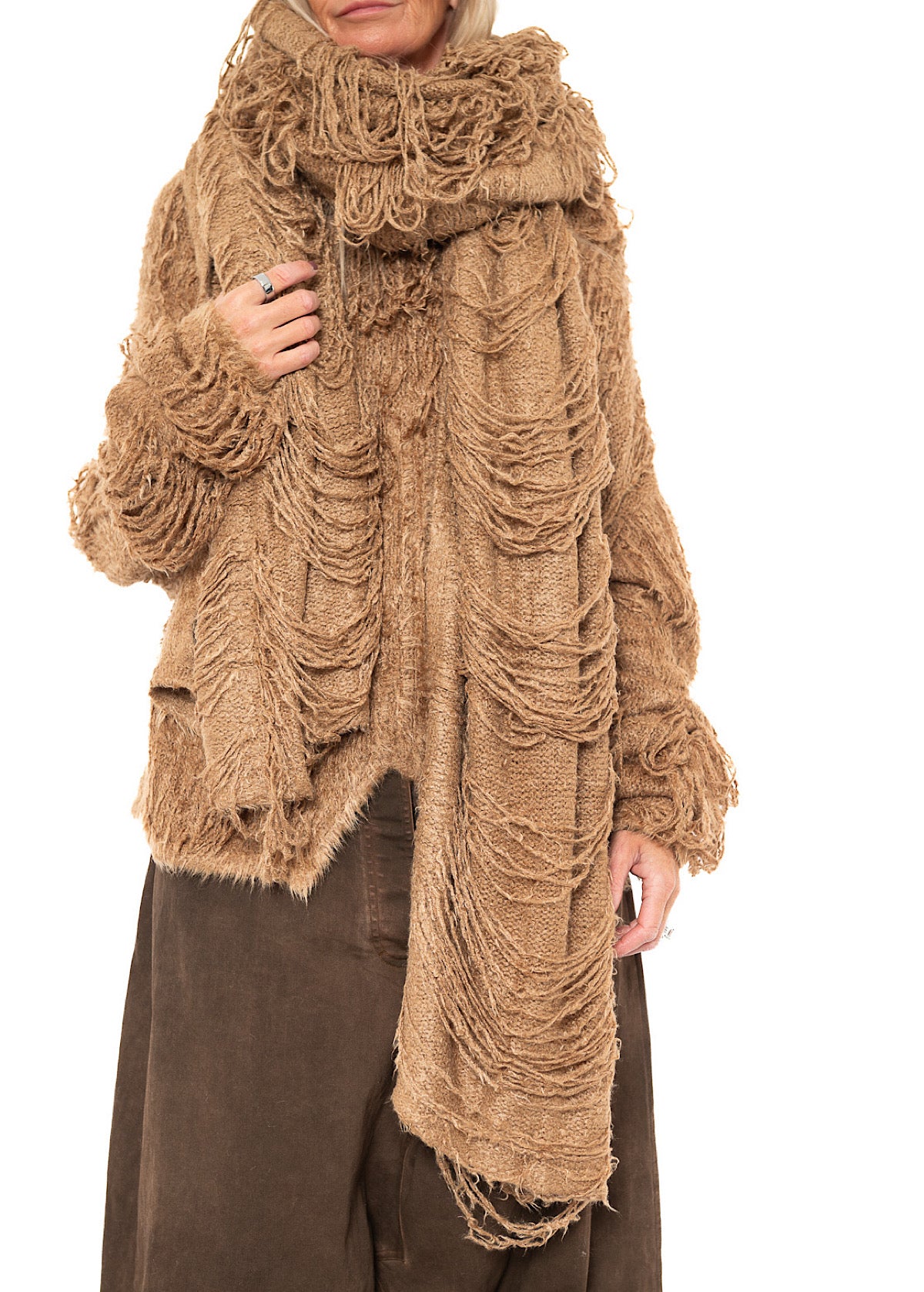 LADDERED SILK KNIT SCARF
