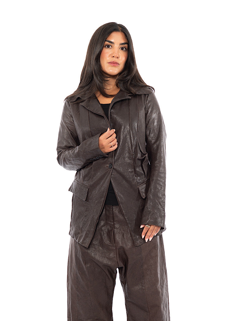 FITTED LAMB LEATHER BLAZER