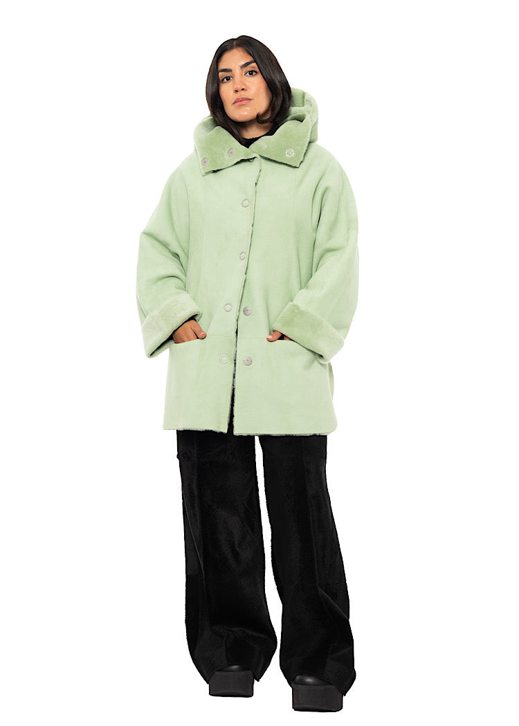 REVERSIBLE FUR HOODED JACKET