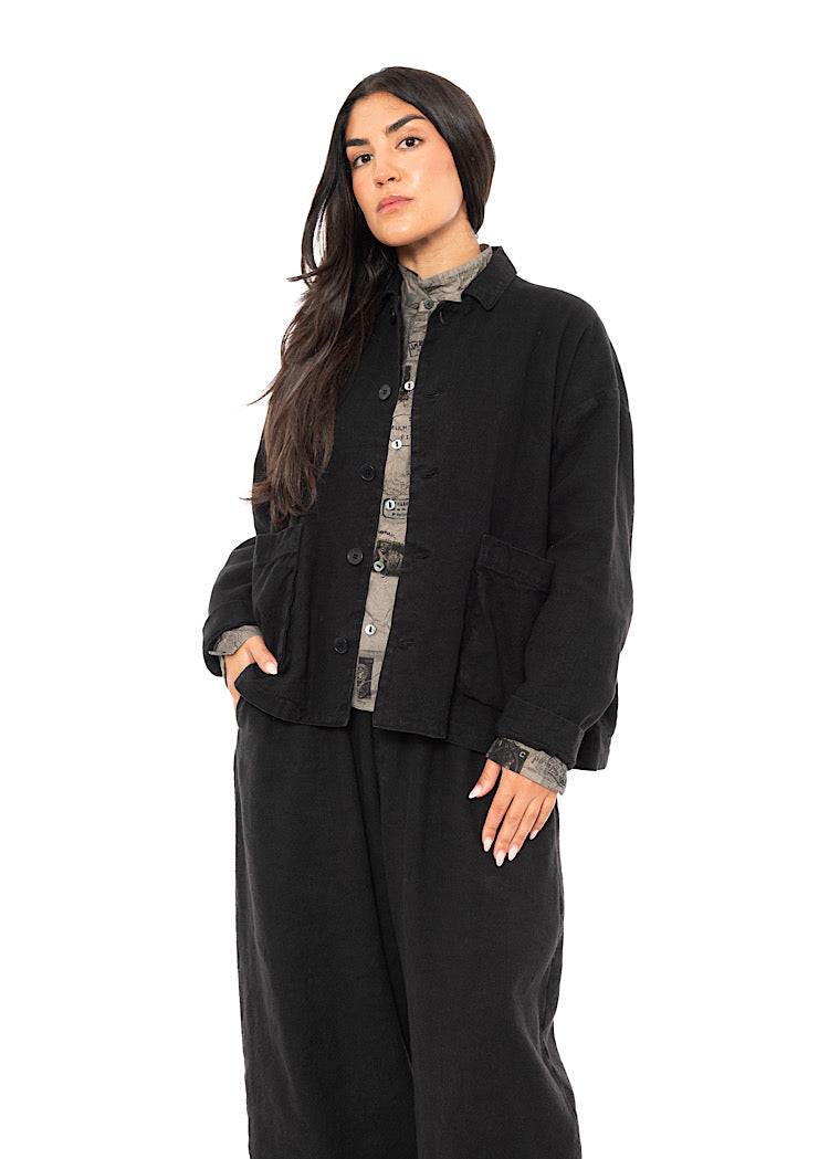 LINEN-COTTON UTILITY JACKET