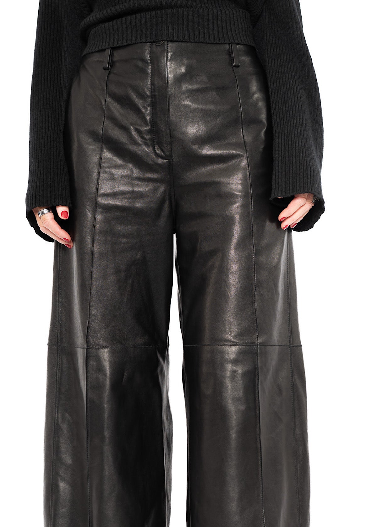 SIGNATURE WIDE LEG LEATHER TROUSER
