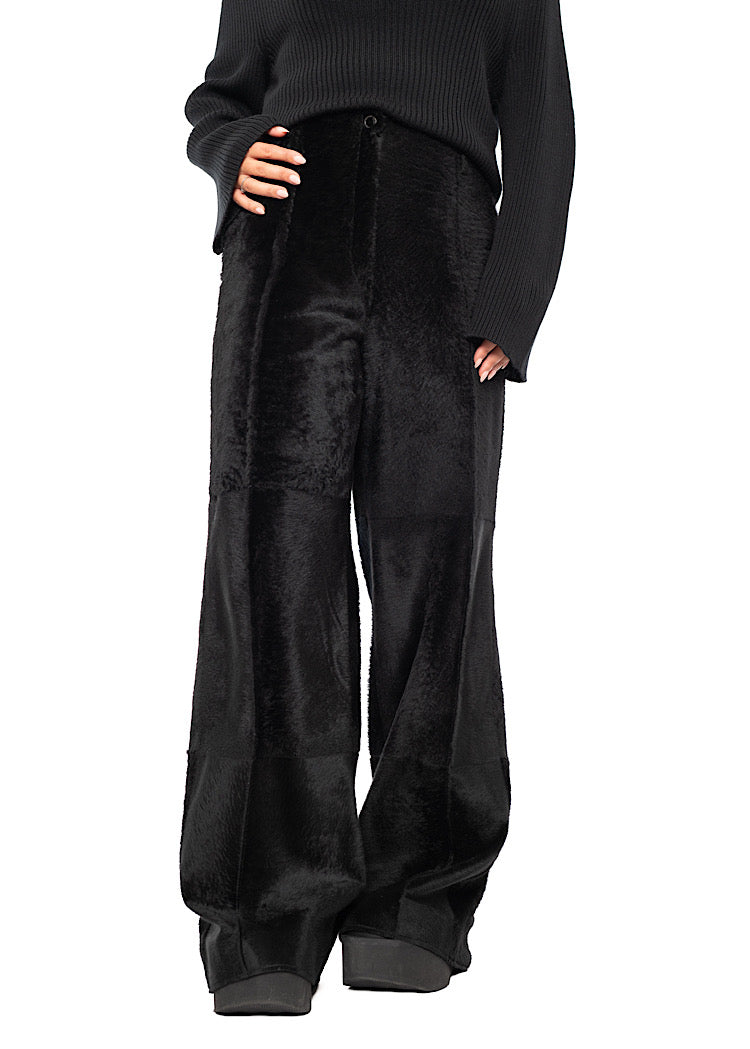 FLARED FUR LEATHER TROUSER