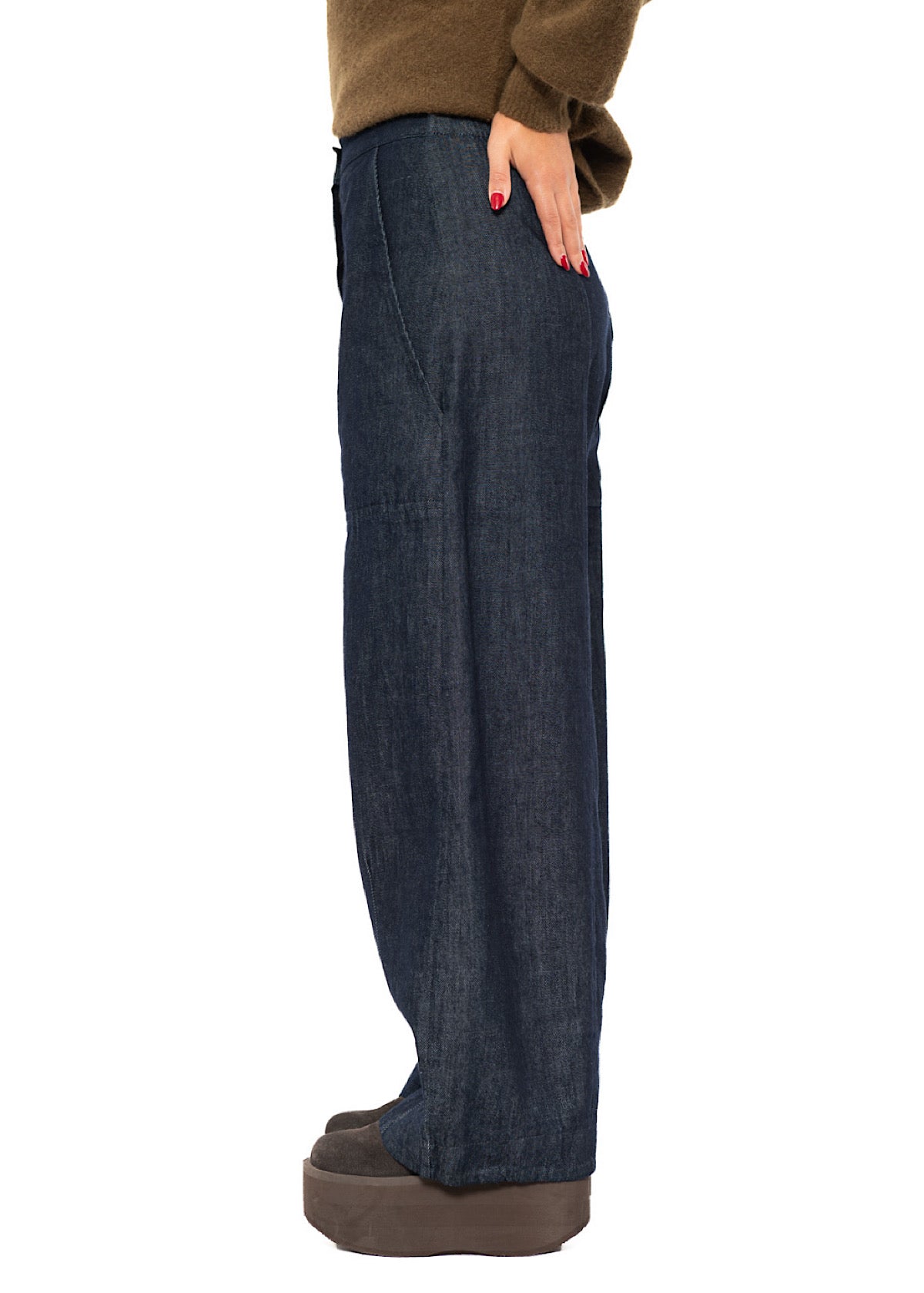 DENIM WIDE-LEG BALLOON TROUSER