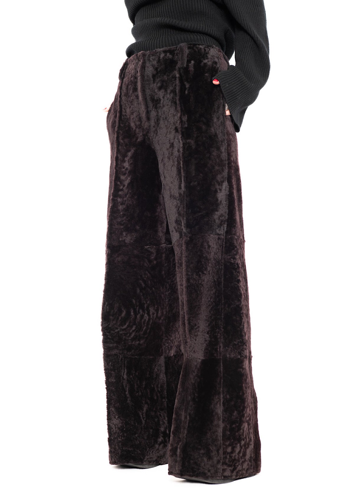 WIDE FUR LEATHER TROUSER